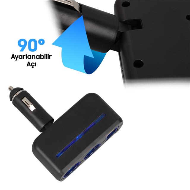 Olesson 1637 12-24V Çift USB Girişli 120W 2’li Araç Çakmak Çoklayıcı