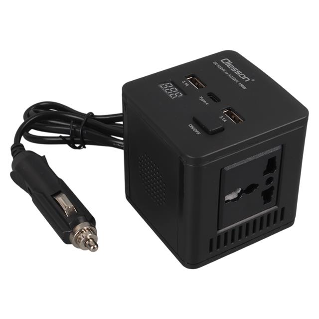 Olesson 1663 DC 12-24V 150W Oto Araç Power İnverter TYPE-C - Çift USB - 220V Üniversal Priz Girişli