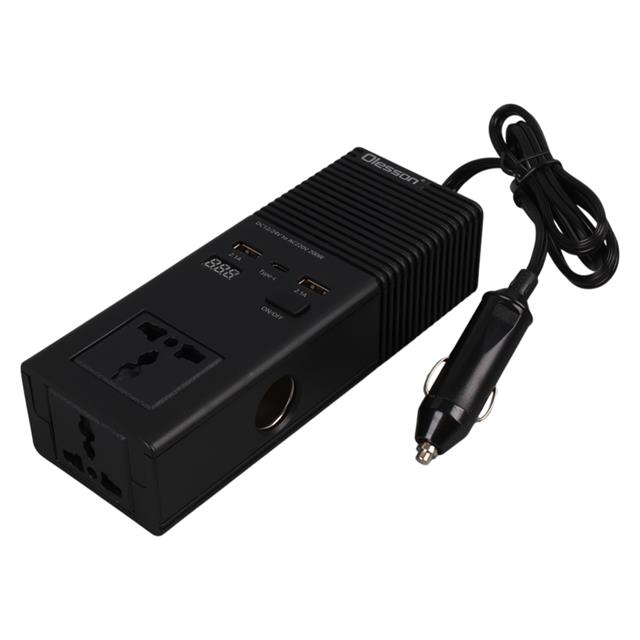 Olesson 1665 DC 12-24V 200W Oto Araç Power İnverter Ek Çakmak Girişi - TYPE-C - Çift USB - 220V Üniversal Priz