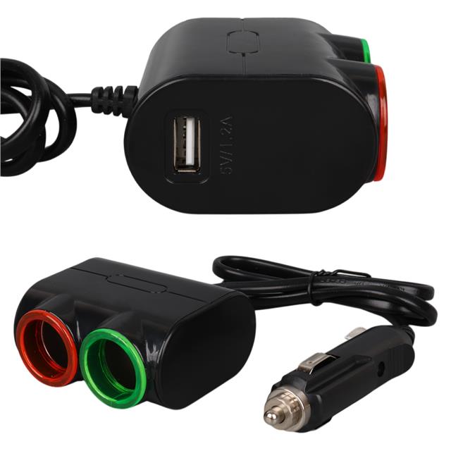 Olesson 1631 12-24V Tek USB Girişli 120W 80cm Kablolu 2’LI Araç Çakmak Çoklayıcı