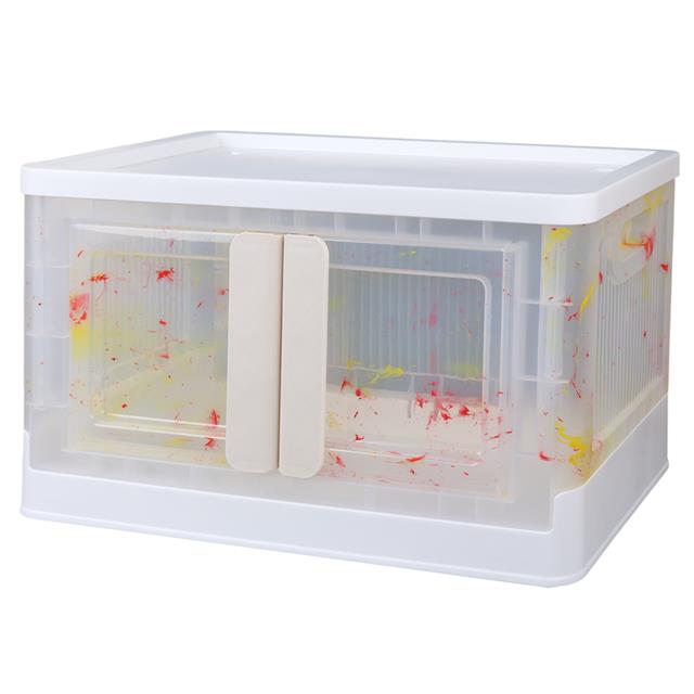 SN-25883 72L Katlanabilir Plastik Saklama Kutusu Renkli Kapaklı Tekerlekli 40x64x37cm