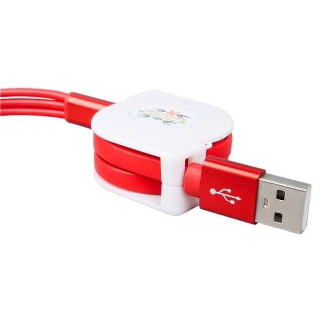PowerMaster PM-26345 3 IN 1 Kırmızı Şarj Kablosu