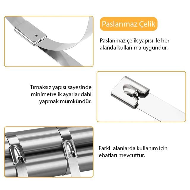 PowerMaster PM-26364 304 Paslanmaz Çelik Kablo Bağı 7.9X500Mm