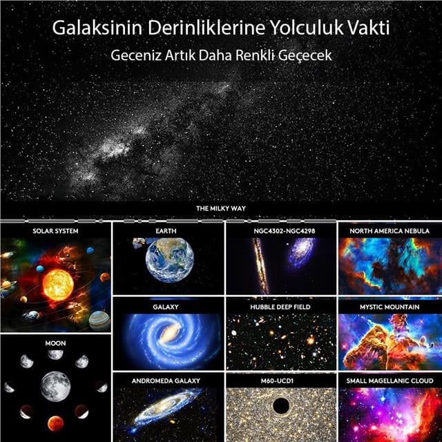 Powermaster PM-26368 Galaksi Yıldız Projektörlü Gece Lambası