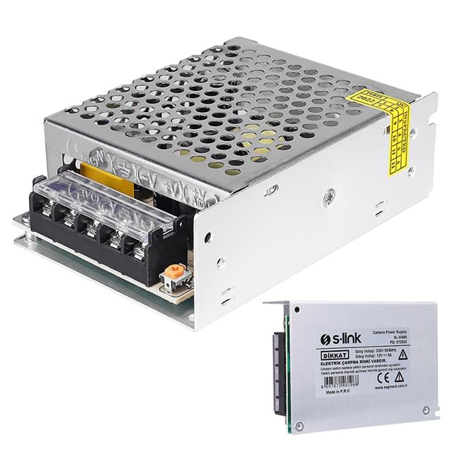 S-Link SL-KA65 12 Volt 5 Amper 65 Watt Metal Kasa Adapatör