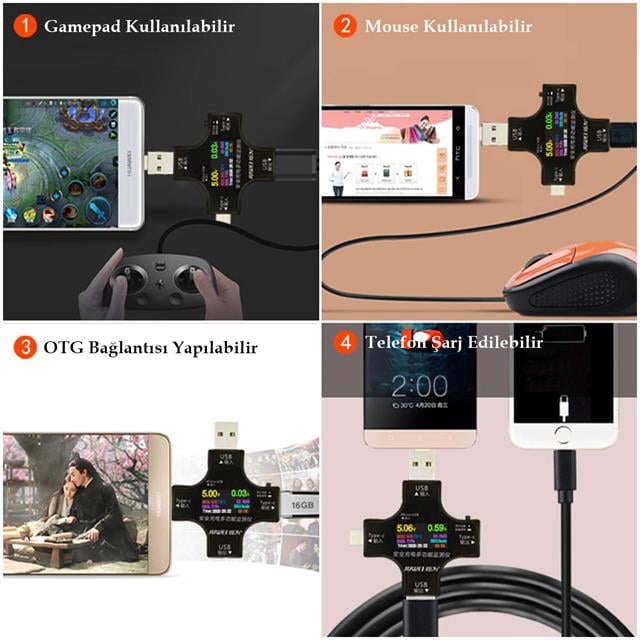 Powermaster PM-26611 USB / Type-C Dijital Tester Voltmetre Ampermetre Multimetre Ve Otg Test Cihazı