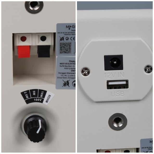 MagicVoice MV-21 10 CM 40 Watt Komütatörlü Hat Trafolu Beyaz Sütun Hoparlör (2’li Takım)