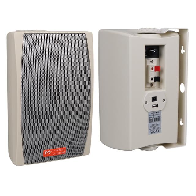 MagicVoice MV-24 13 CM 50 Watt Komütatörlü Hat Trafolu Krem Beyaz Sütun Hoparlör (2’li Takım)