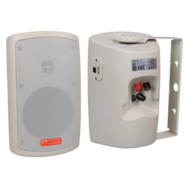 MagicVoice MV-36 11 CM 50 Watt Komütatörlü Hat Trafolu Krem Beyaz Sütun Hoparlör (2’li Takım)