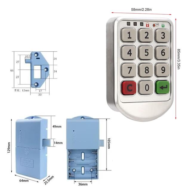 PowerMaster PM-26723 Tuş Şifreli Gri Çekmece Dolap Kilidi (2’li Paket)