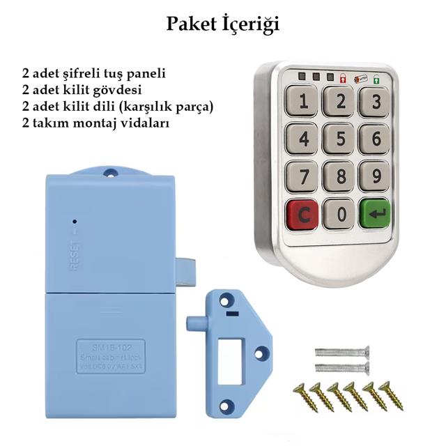 PowerMaster PM-26723 Tuş Şifreli Gri Çekmece Dolap Kilidi (2’li Paket)