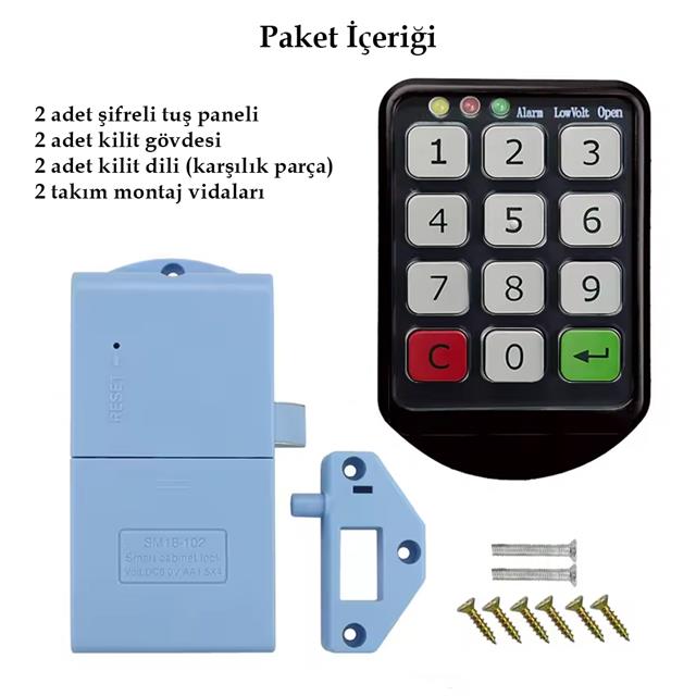 PowerMaster PM-26724 Tuş Şifreli Siyah Çekmece Dolap Kilidi (2’li Paket)