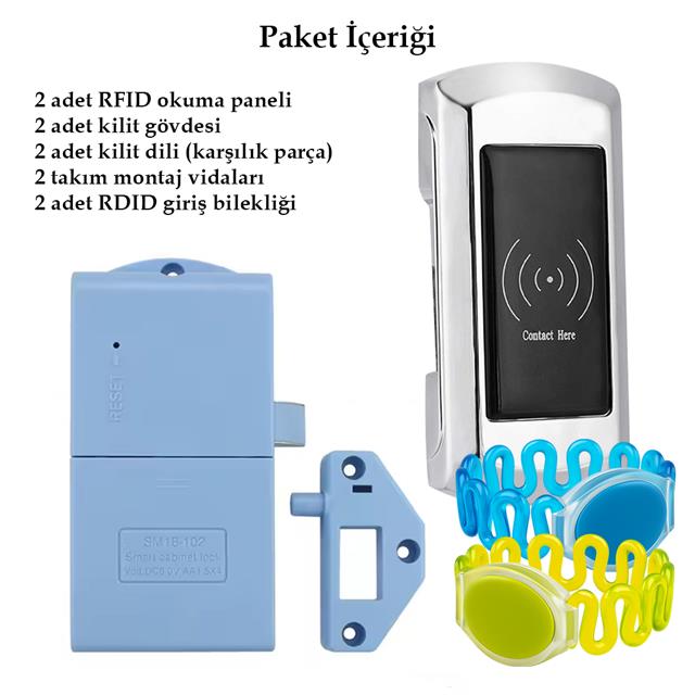 PowerMaster PM-26727 125Khz RFID Dijital Çekmece Dolap Kilidi (2’li Paket)