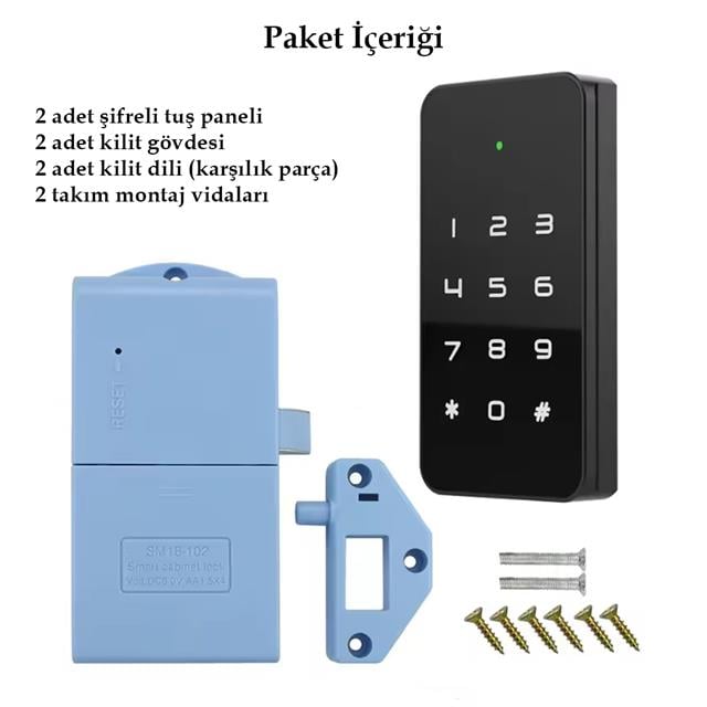 PowerMaster PM-26728 RFID Ve Tuş Panelli Dijital Elektronik Kapı Dolap Kilidi (2’li Paket)
