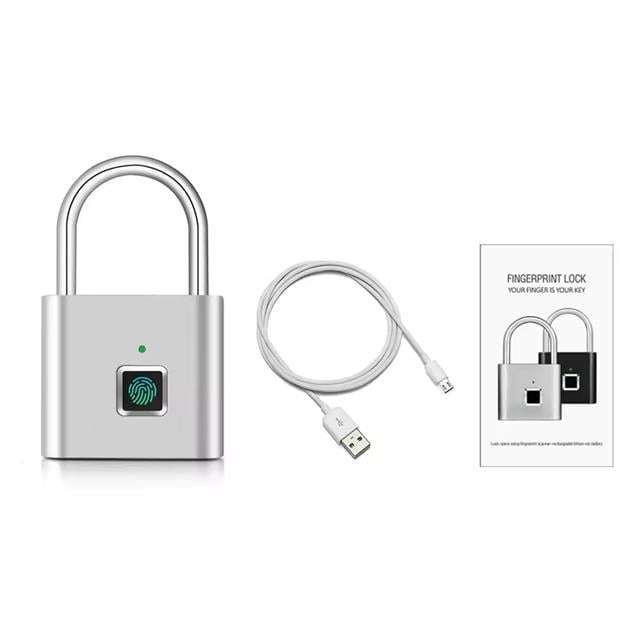 Powermaster PM-26729 Anahtarsız Şarjlı Parmak İzi Güvenlik Kilidi Asma Kilit 