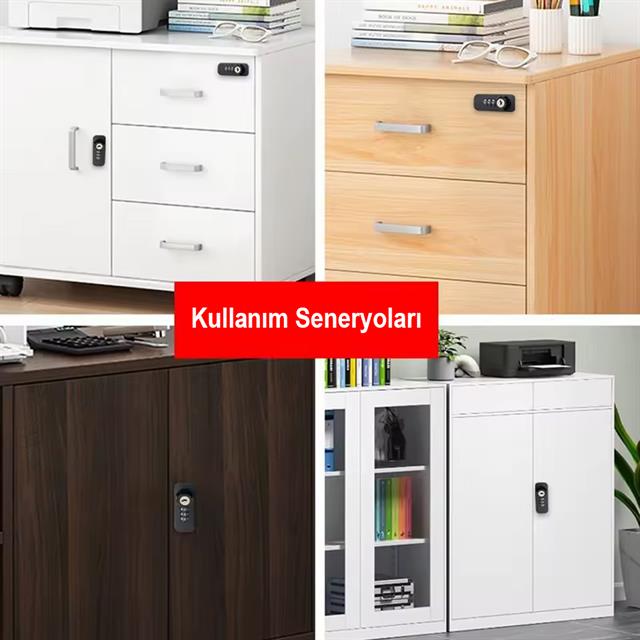 PowerMaster PM-26731 4 Haneli Şifreli Ve Anahtarlı Mekanik Siyah Çekmece Dolap Kilidi (Sol)