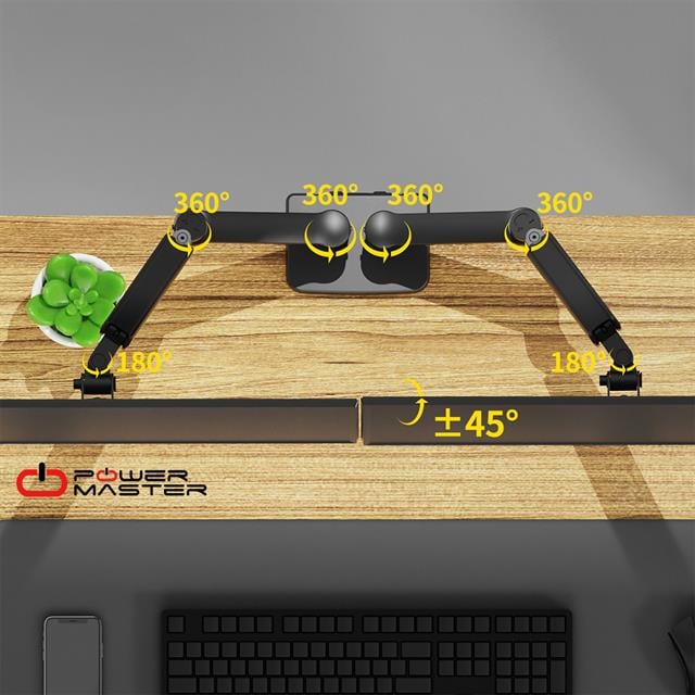PowerMaster PM-252D 13-32’’ Amortisörlü Stand Çift Kol LCD-LED Gaming Monitör Tutucu Stand Askı Aparatı