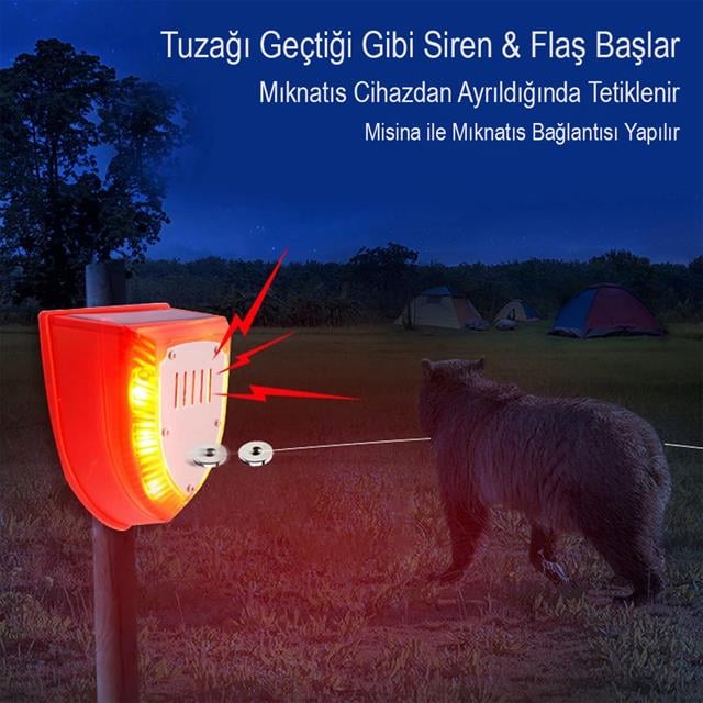 PowerMaster PM-26954 Misina İle Tetikli Sesli Hayvan Kovucu Alarm Cihazı Solar Panelli