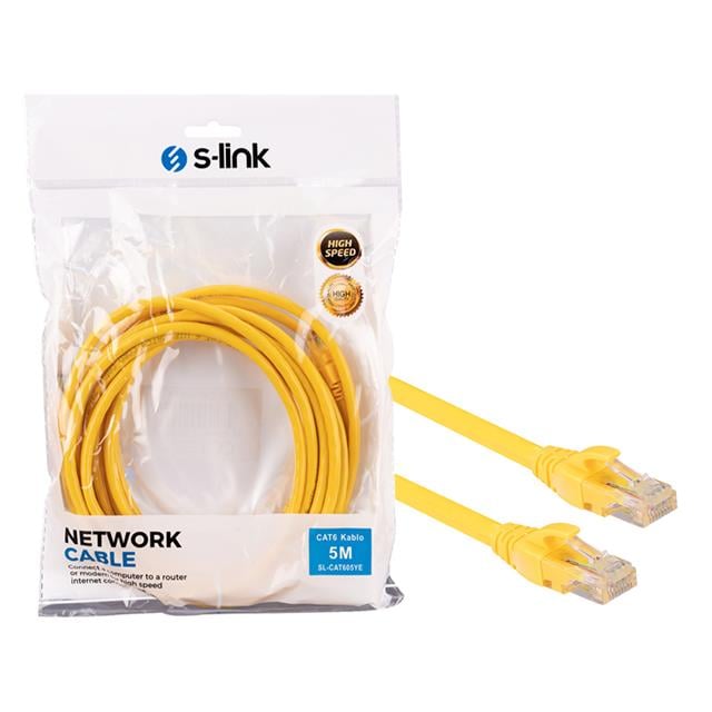 S-Link SL-CAT605YE Cat6 5 Metre RJ45 Patch Network Ethernet İnternet Kablosu