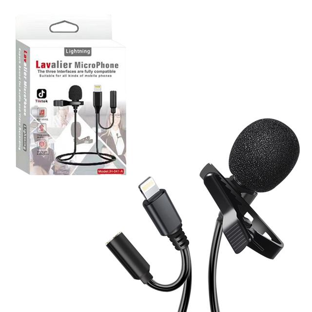 Powermaster JH-041-A Cep Telefonu için Ligthning Girişli Youtuber Yaka Mikrofonu