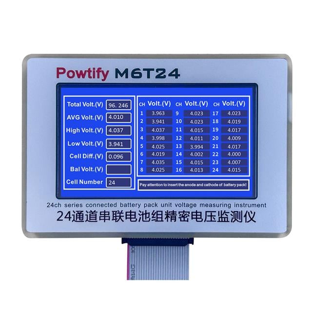 Powtify M6T24 24S Kanallı Yüksek Hassasiyetli Lityum Batarya Gerçek Zamanlı Voltaj Analizörü