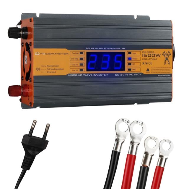 Powermaster PM-1500A 12 Volt 1500 Watt LED Ekranlı Power Inverter