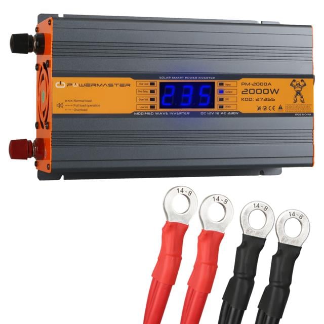 Powermaster PM-2000A 12 Volt 2000 Watt LED Ekranlı Power Inverter