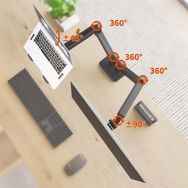 PowerMaster PM-252D-J 13-32’’ Amortisörlü Stand Çift Kol LCD-LED Gaming Monitör Laptop Tutucu Masa Askı Aparatı