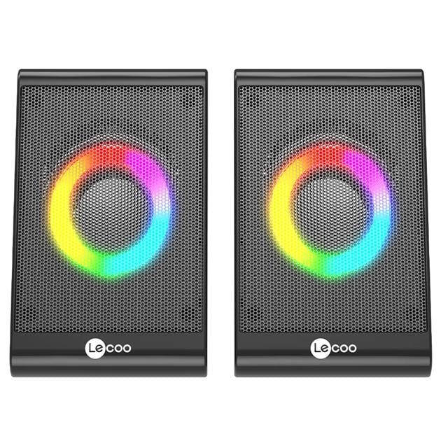 Lecoo DS100 Rgb Aydınlatmalı Kablolu Stereo Siyah 6 W Soundbar 1+1 Masaüstü Hoparlör
