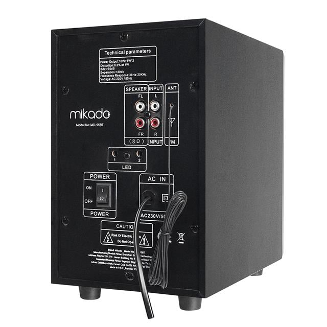 Mikado MD-95BT 20W Siyah Multimedya FM/BT/SD/USB Speaker Hoparlör 2+1 Ses Sistemi
