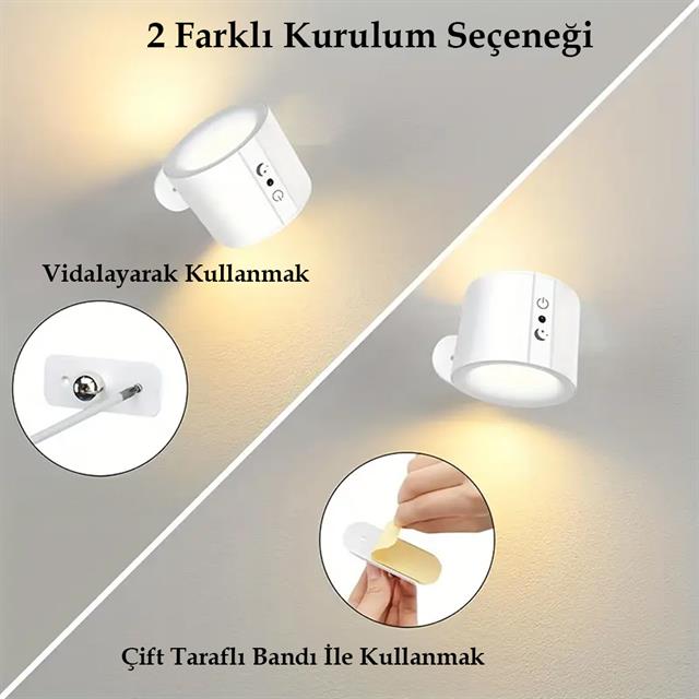 Ledx AL-SK-BD80A Çift Yönlü Kumandalı Duvar Aplik Çalışma Lambası 3000K-4000K-6500K