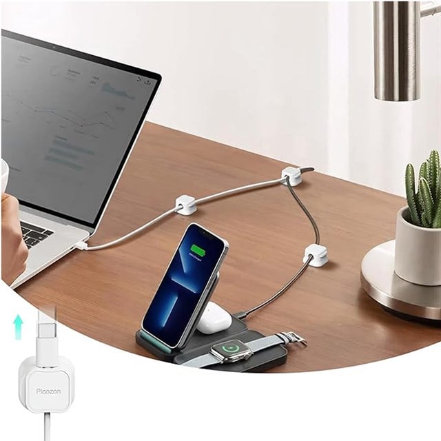 Sunup SN-29136 Manyetik 6’lı Kablo Tutucu  Düzenleyici Organizer Klips Beyaz