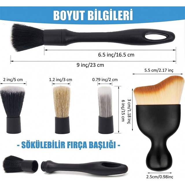 Sunup SN-29167 Çok Fonksiyonlu 5’li Oto Detay Temizleme Fırça Seti