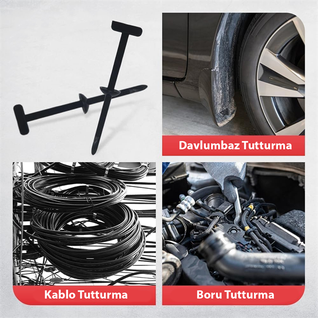 PowerMaster PM-29257 100mm Oto Tampon Klipsi ve Kablo Bağı (50’li Paket)