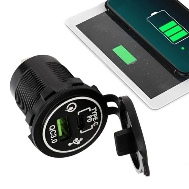 PowerMaster IC-266C-5 Pano Tipi Hızlı Şarj Soketi USB QC3.0 + Type-C PD (Otomobil-Tekne Uyumlu)