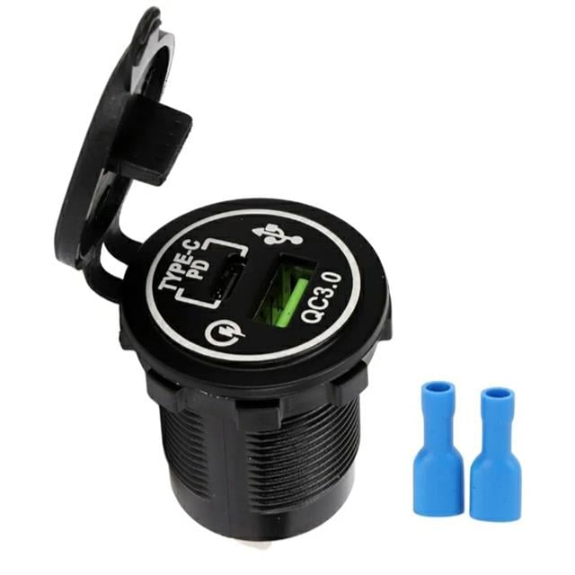PowerMaster IC-266C-5 Pano Tipi Hızlı Şarj Soketi USB QC3.0 + Type-C PD (Otomobil-Tekne Uyumlu)