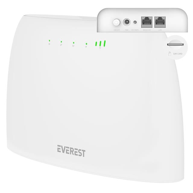 Everest EWR-4G03 4G LTE Wi-Fi Router SIM Kart Girişli 300 Mbps 2.4GHz WAN/LAN Portlu Kablosuz Yönlendirici