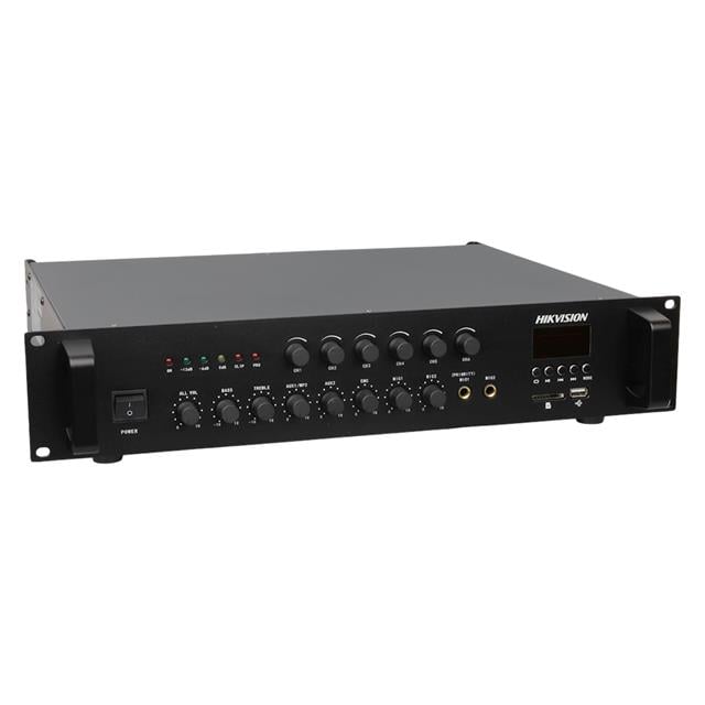 Hikvision DS-QAE0A120G1-VB6 120W 6 Bölgeli Zone Analog Amfi Amplifikatör USB/Bluetooth/AUX/SD Kart/Mik/RCA