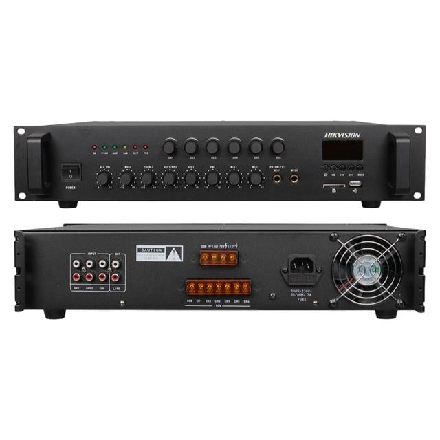 Hikvision DS-QAE0A240G1-VB6 240W 6 Bölgeli Zone Analog Amfi Amplifikatör USB/Bluetooth/AUX/SD Kart/Mik/RCA