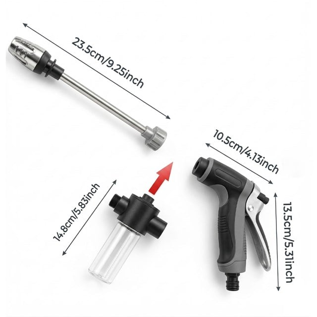 Powermaster PM-29663 Yüksek Basınçlı Uzun Çubuklu Araç Yıkama ve Sulama Seti
