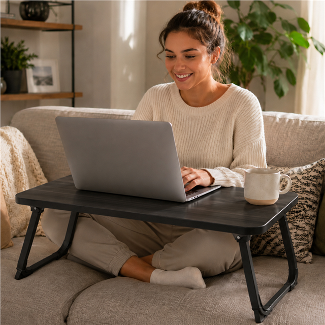 Sunup SN-29695 Katlanabilir Laptop Masası ve Yatak Koltuk Üzeri Tepsisi Siyah 70x48cm