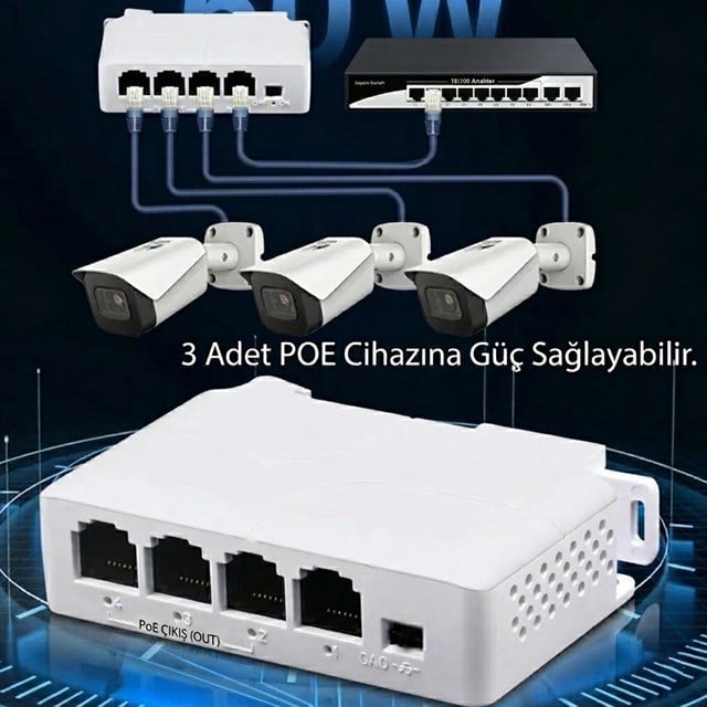 Powermaster PM-29704 IP Kamera İçin 100 Metre Mesafe Artırıcı- Poe Extender