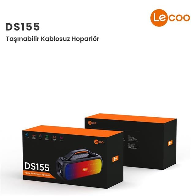 Lenovo Lecoo DS155 TWS Stereo Boombox Taşınabilir Hoparlör 30W Kablosuz Bluetooth 5.0 RGB IPX5