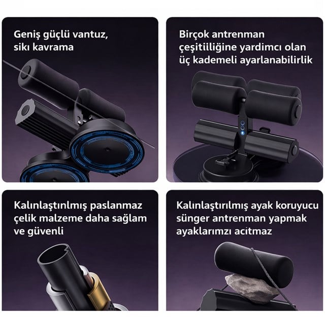 Sunup SN-29962 Çift Vantuzlu  Ev Tipi 3 Kademe Boy Ayarlı Mekik - Karın Egzersiz Aleti