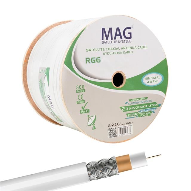 Mag RG59 Fa Mini Dual Bitişik Kablo 300 Mt