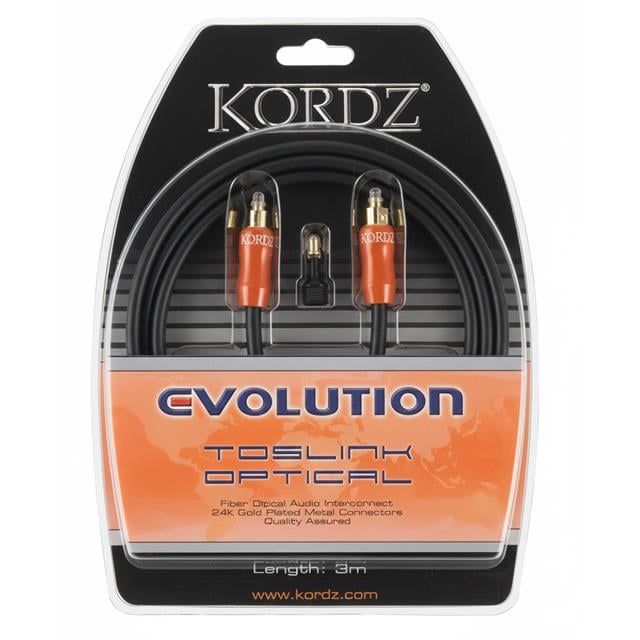 Kordz Evolution EVO-TL0300 3 Metre Metal Başlı Toslink Fiber Optik Ses Kablosu