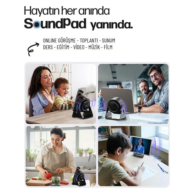 Enkado EKD-S11 5W İndüksiyonlu Bluetooth Hoparlör Ses Yükselten 2000mAh RGB Işıklı Standlı Speaker
