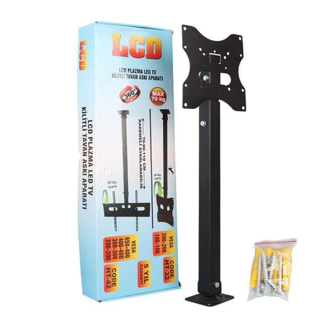 PowerMaster PM-32 Led/Lcd/Plazma 70-90-110 CM Dar Ağız 45 Derece Açılı Tavan TV Askı Aparatı