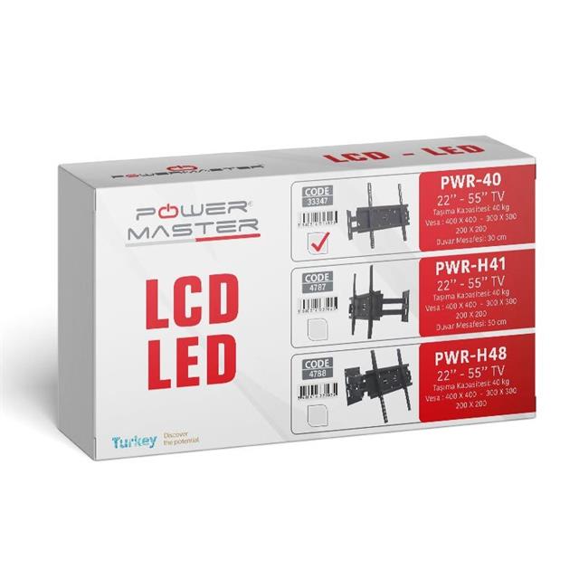 Powermaster PM-40 Kilitli 22’’-55’’ LCD-LED-Plazma TV Duvar Askı Aparatı