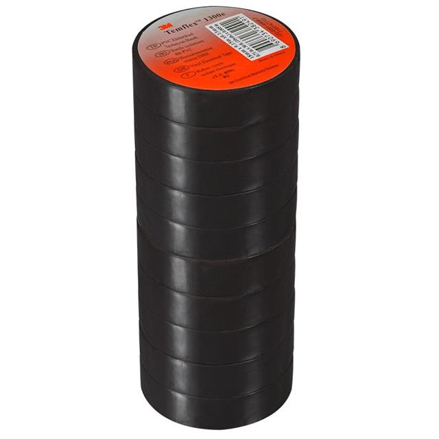 3M Temflex 1300E Siyah 10’lu Paket Pvc İzole Bant 0.13x19x0.13Mm